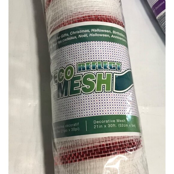 Deco Mesh Rolls 21" X 30' Silver Glitter & Red White Stripes Crafting Supplies - Picture 2 of 5